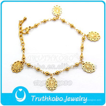 Nueva joyería Rosario pulsera religiosa Mary Charm chapado en oro pulsera venta al por mayor brazalete pulsera de joyería de acero inoxidable